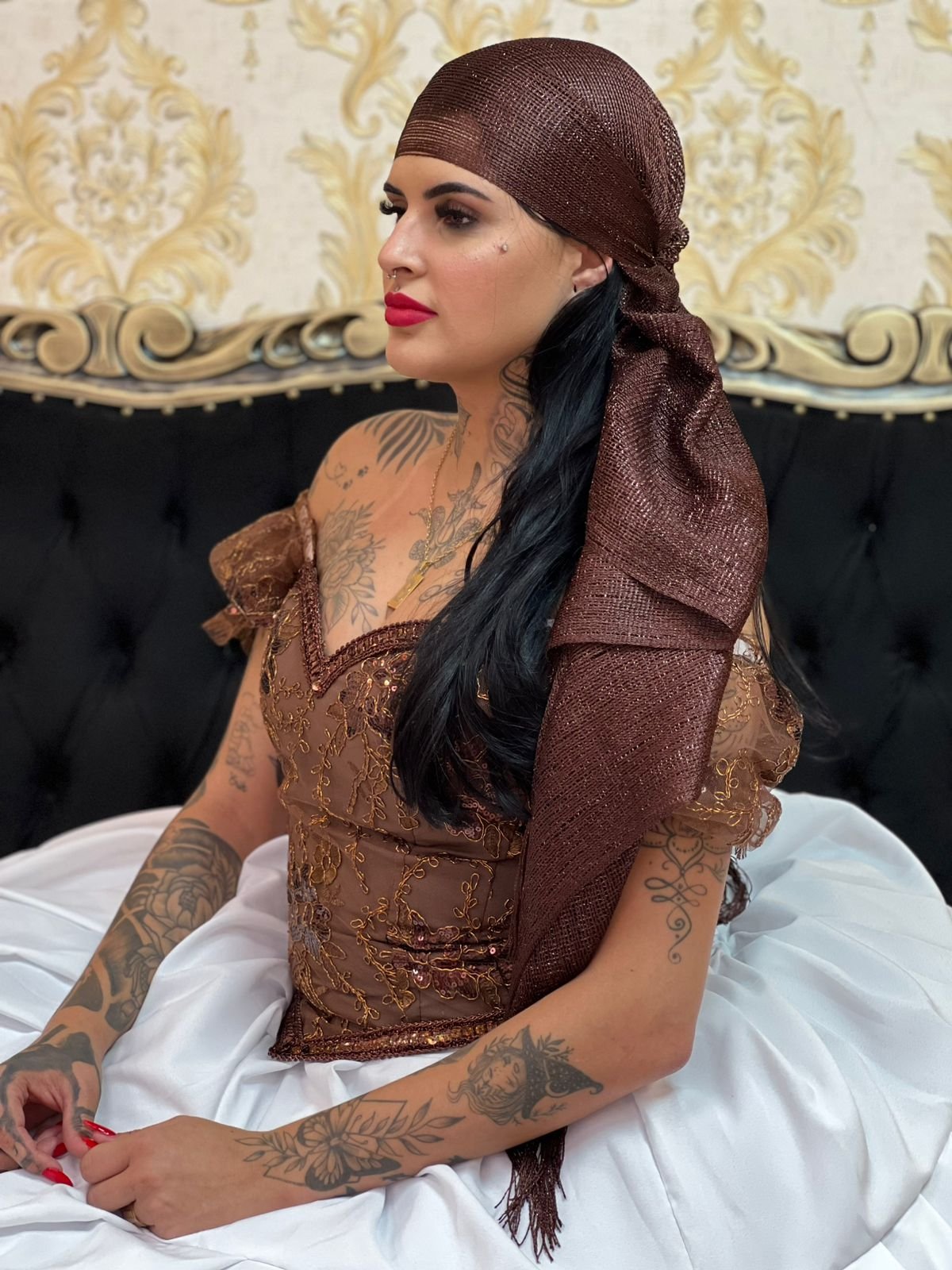 Lenço Lurex Marrom