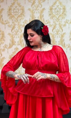 Blusa Cascata Brilho Vermelho 115