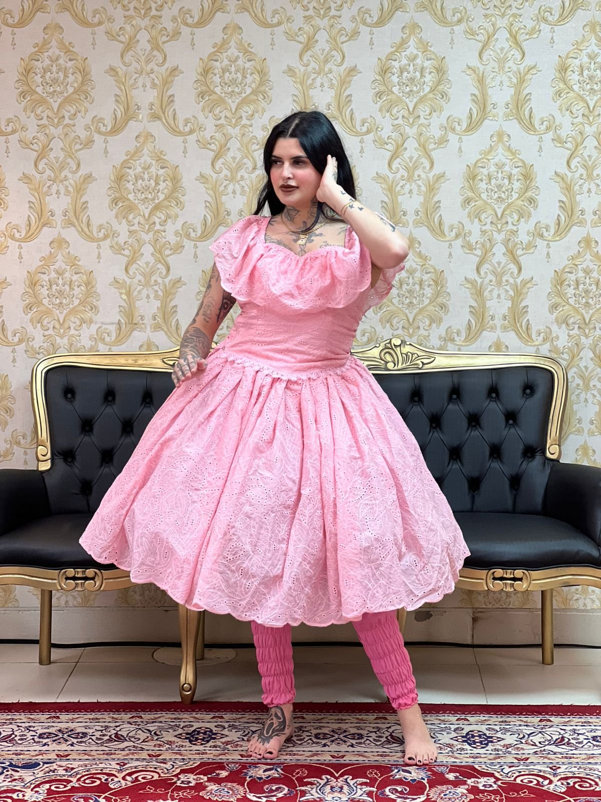 Saia Broderi Curta Rosa 776