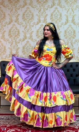 Saia Yasmin Roxo/Amarelo 8516